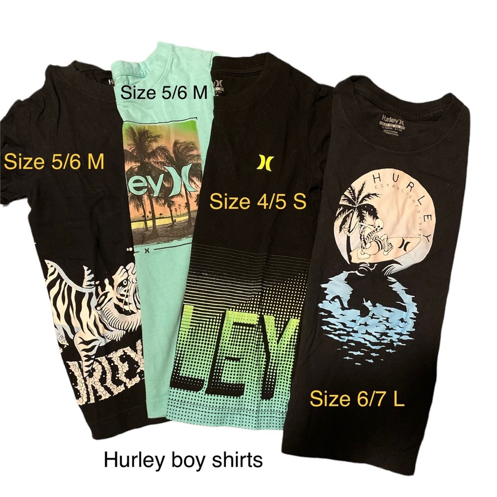 Hurley boy short sleeve t- shirts size 4/5, 5/6, and 6/7